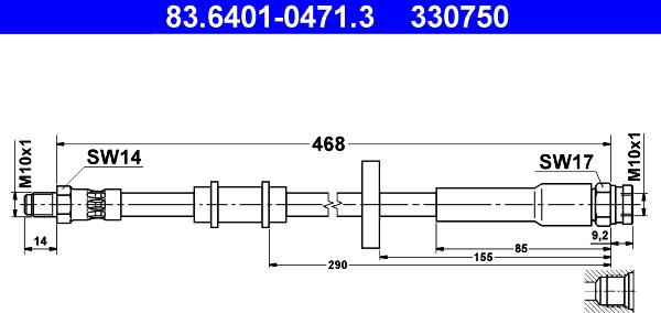 ATE 83.6401-0471.3 - Гальмівний шланг autozip.com.ua