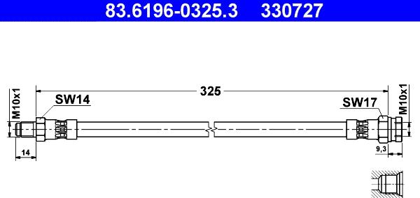 ATE 83.6196-0325.3 - Гальмівний шланг autozip.com.ua