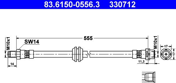 ATE 83.6150-0556.3 - Гальмівний шланг autozip.com.ua