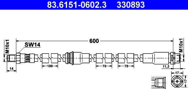 ATE 83.6151-0602.3 - Гальмівний шланг autozip.com.ua