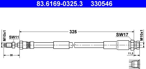 ATE 83.6169-0325.3 - Гальмівний шланг autozip.com.ua