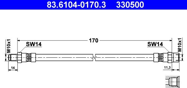 ATE 83.6104-0170.3 - Гальмівний шланг autozip.com.ua