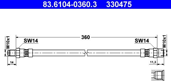 ATE 83.6104-0360.3 - Гальмівний шланг autozip.com.ua