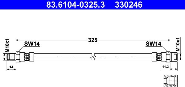 ATE 83.6104-0325.3 - Гальмівний шланг autozip.com.ua