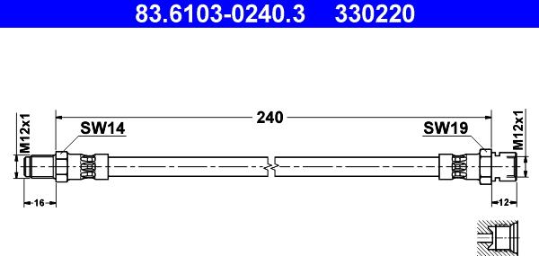 ATE 83.6103-0240.3 - Гальмівний шланг autozip.com.ua