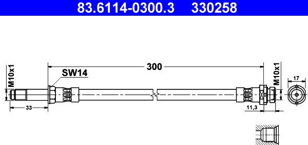 ATE 83.6114-0300.3 - Гальмівний шланг autozip.com.ua