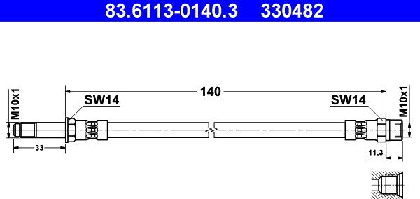 ATE 83.6113-0140.3 - Гальмівний шланг autozip.com.ua