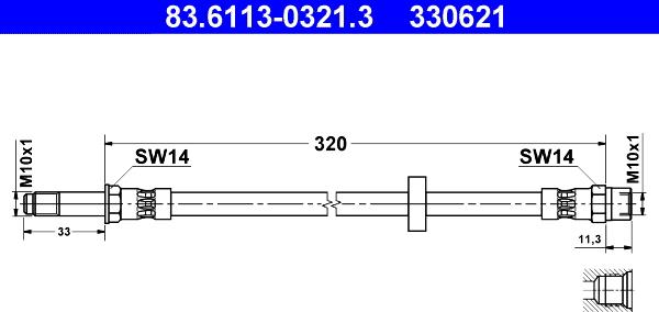 ATE 83.6113-0321.3 - Гальмівний шланг autozip.com.ua