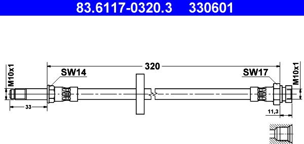 ATE 83.6117-0320.3 - Гальмівний шланг autozip.com.ua