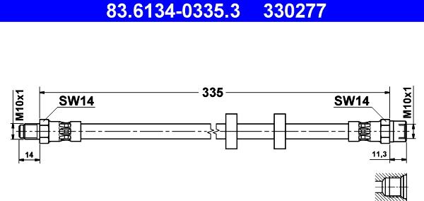 ATE 83.6134-0335.3 - Гальмівний шланг autozip.com.ua