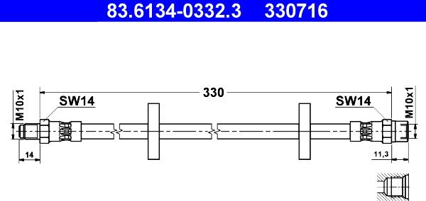 ATE 83.6134-0332.3 - Гальмівний шланг autozip.com.ua