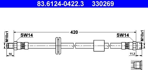 ATE 83.6124-0422.3 - Гальмівний шланг autozip.com.ua