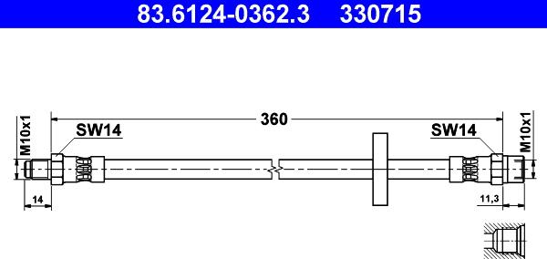 ATE 83.6124-0362.3 - Гальмівний шланг autozip.com.ua