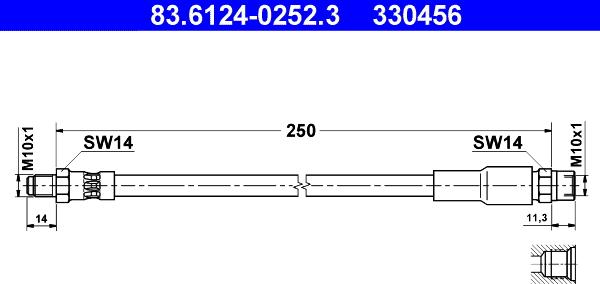 ATE 83.6124-0252.3 - Гальмівний шланг autozip.com.ua