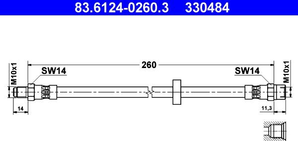 ATE 83.6124-0260.3 - Гальмівний шланг autozip.com.ua