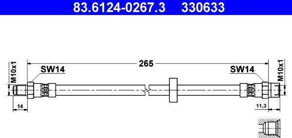 ATE 83.6124-0267.3 - Гальмівний шланг autozip.com.ua