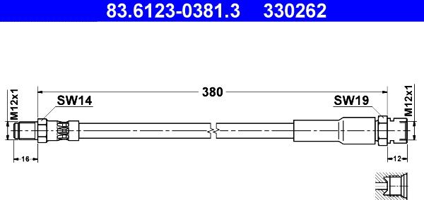 ATE 83.6123-0381.3 - Гальмівний шланг autozip.com.ua