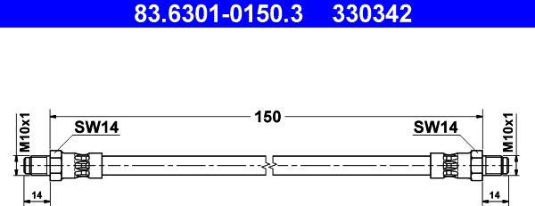 ATE 83.6301-0150.3 - Гальмівний шланг autozip.com.ua