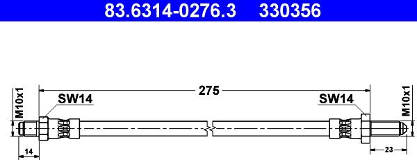 ATE 83.6314-0276.3 - Гальмівний шланг autozip.com.ua