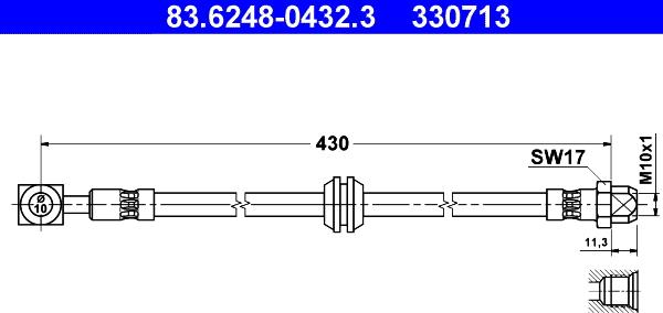 ATE 83.6248-0432.3 - Гальмівний шланг autozip.com.ua