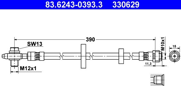 ATE 83.6243-0393.3 - Гальмівний шланг autozip.com.ua