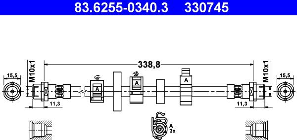 ATE 83.6255-0340.3 - Гальмівний шланг autozip.com.ua