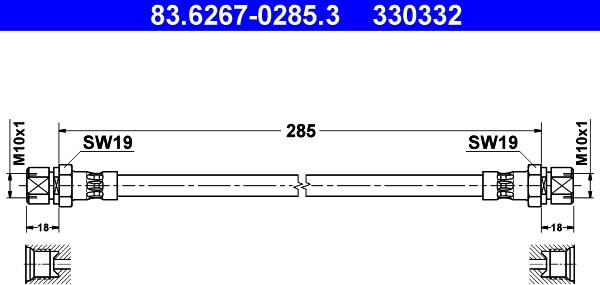 ATE 83.6267-0285.3 - Гальмівний шланг autozip.com.ua