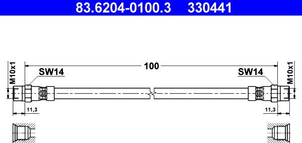 ATE 83.6204-0100.3 - Гальмівний шланг autozip.com.ua