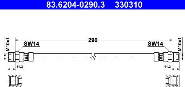 ATE 83.6204-0290.3 - Гальмівний шланг autozip.com.ua