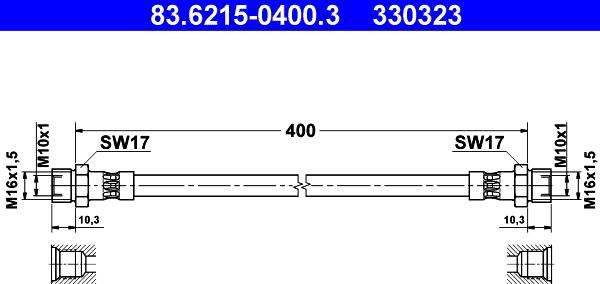 ATE 83.6215-0400.3 - Гальмівний шланг autozip.com.ua