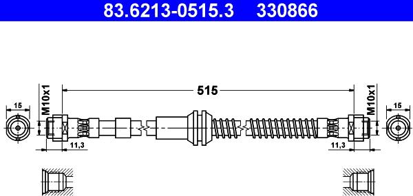 ATE 83.6213-0515.3 - Гальмівний шланг autozip.com.ua