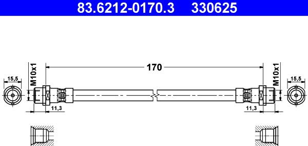 ATE 83.6212-0170.3 - Гальмівний шланг autozip.com.ua