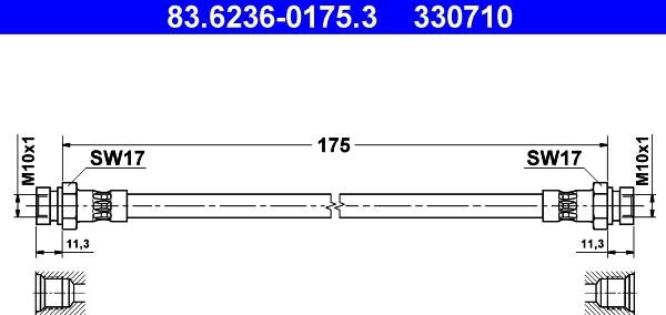 ATE 83.6236-0175.3 - Гальмівний шланг autozip.com.ua