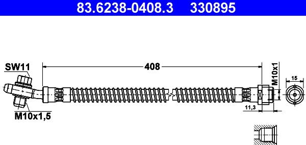 ATE 83.6238-0408.3 - Гальмівний шланг autozip.com.ua