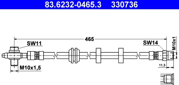 ATE 83.6232-0465.3 - Гальмівний шланг autozip.com.ua