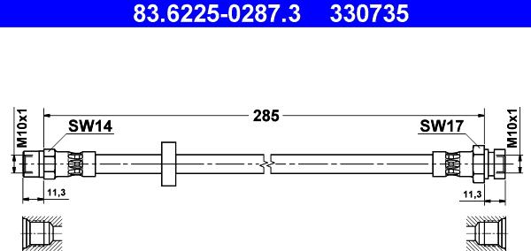 ATE 83.6225-0287.3 - Гальмівний шланг autozip.com.ua