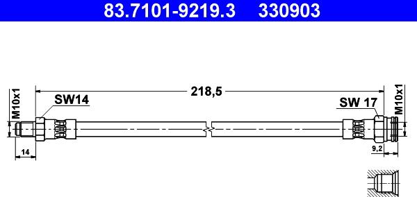 ATE 83.7101-9219.3 - Гальмівний шланг autozip.com.ua