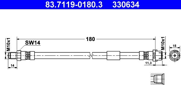 ATE 83.7119-0180.3 - Гальмівний шланг autozip.com.ua