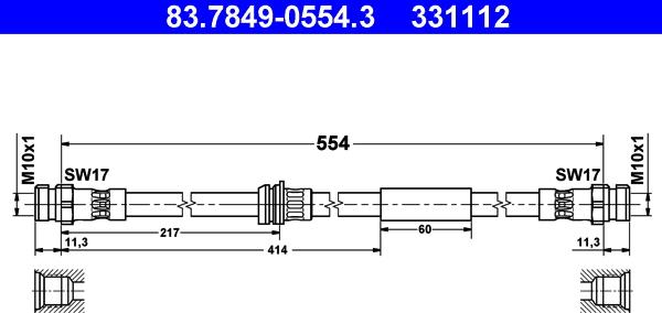 ATE 83.7849-0554.3 - Гальмівний шланг autozip.com.ua