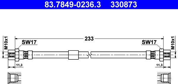 ATE 83.7849-0236.3 - Гальмівний шланг autozip.com.ua