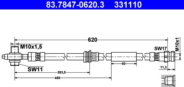 ATE 83.7847-0620.3 - Гальмівний шланг autozip.com.ua