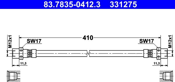 ATE 83.7835-0412.3 - Гальмівний шланг autozip.com.ua