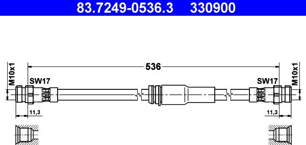 ATE 83.7249-0536.3 - Гальмівний шланг autozip.com.ua