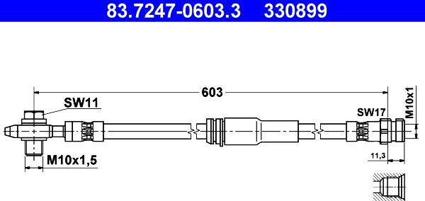 ATE 83.7247-0603.3 - Гальмівний шланг autozip.com.ua