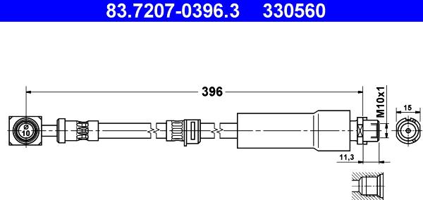 ATE 83.7207-0396.3 - Гальмівний шланг autozip.com.ua