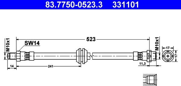 ATE 83.7750-0523.3 - Гальмівний шланг autozip.com.ua