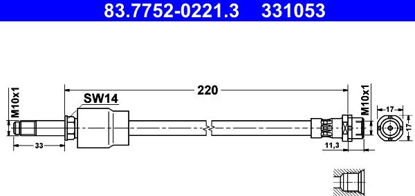 ATE 83.7752-0221.3 - Гальмівний шланг autozip.com.ua