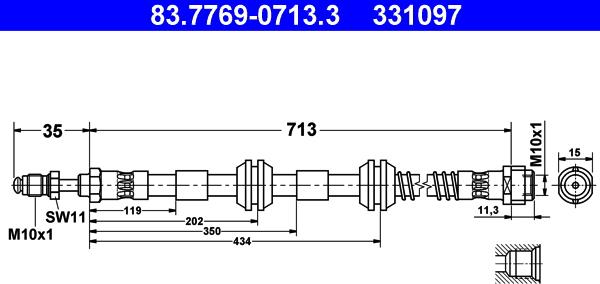 ATE 83.7769-0713.3 - Гальмівний шланг autozip.com.ua