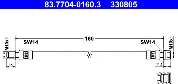 ATE 83.7704-0160.3 - Гальмівний шланг autozip.com.ua