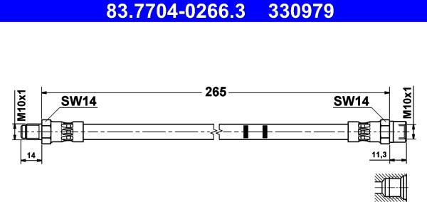 ATE 83.7704-0266.3 - Гальмівний шланг autozip.com.ua